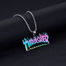 Load image into Gallery viewer, FIREBROS 2021 New Fashion Street Hip-Hop Rock Jewerly Men Women Stainless Steel Quenched Letter Magazine Flame Pendant Necklaces