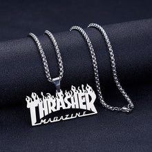 Load image into Gallery viewer, FIREBROS 2021 New Fashion Street Hip-Hop Rock Jewerly Men Women Stainless Steel Quenched Letter Magazine Flame Pendant Necklaces