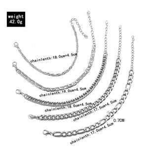 DIEZI Multilayer Silver Color Chain Bracelets & Bangles For Women Men Chunky Bracelet Couples Men Vintage Boho Jewelry 5PCS/set