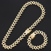 Load image into Gallery viewer, Iced Out Chain Bling Prong Miami Cuban Link Chains Bracelet 15mm Full Crystal Rhinestones Clasp Hip Hop Bracelet Mens