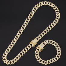 Load image into Gallery viewer, Hip Hop 13mm Miami Cuban Chain Necklace Men Popular Gold Color Iced Out Cuban Link Chain Necklace For Women Jewellery Gift