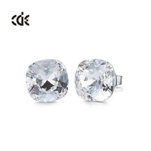 Load image into Gallery viewer, Sterling Silver Earrings Square Embellished with crystals from Swarovski Stud Earrings Women Earrings  Jewellery