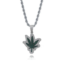 Load image into Gallery viewer, Leaf Upholstery Jeweled Necklace