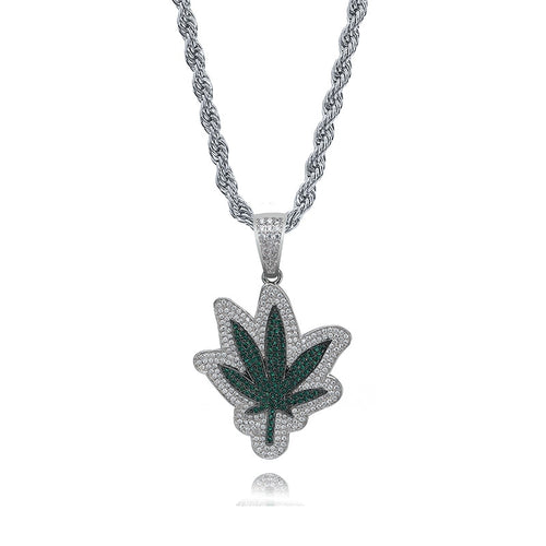 Leaf Upholstery Jeweled Necklace